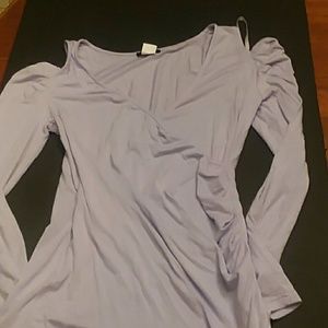 Long Sleeved open shoulder lavender wrap shirt